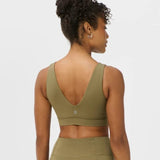 Sweaty Betty Ultimate Studio Voop Bra In Khaki Brown