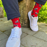 Swole Panda Gorilla Bamboo Socks in Red