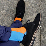 Swole Panda Orange & Blue Vertical Striped Bamboo Socks