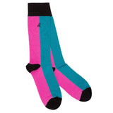 Swole Panda Pink & Aqua Vertical Striped Bamboo Socks
