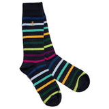 Swole Panda Small Striped Bamboo Socks In Black