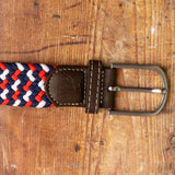 Swole Panda Woven Belt in Blue/Red Zig-Zag