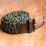 Swole Panda Woven Belt In Green/Blue Zigzag