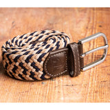 Swole Panda Woven Belt in Navy/Beige Zig-Zag