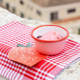 Strawberry Enamel Bowl In Pink, 10cm