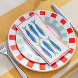 Talking Tables Fish Long Lunch Paper Napkins In Blue, 16 Pack