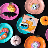 Talking Tables Halloween Pumpkin Shaped Plates, 8 per Pack