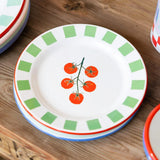 Talking Tables Tomato Enamel Plate In Green, 20cm
