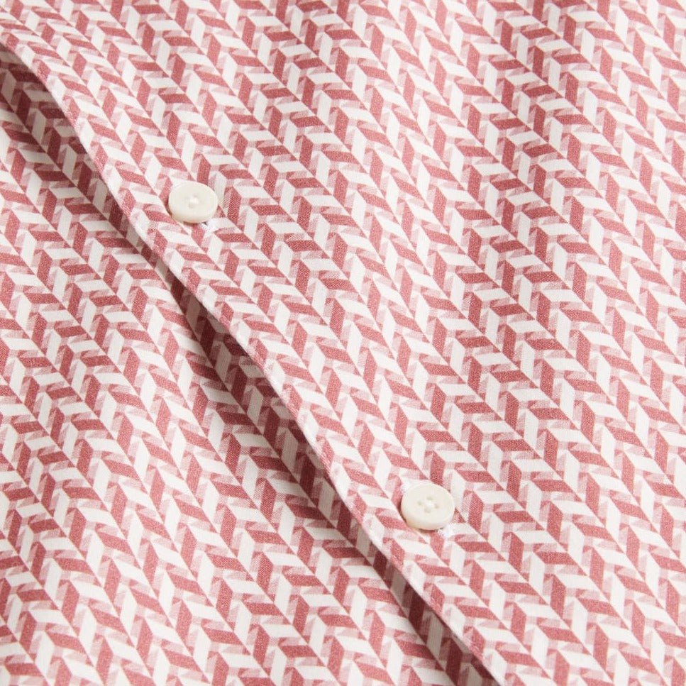 Ted Baker Lacesho Short Sleeve Geo Printed Shirt in Medium Pink