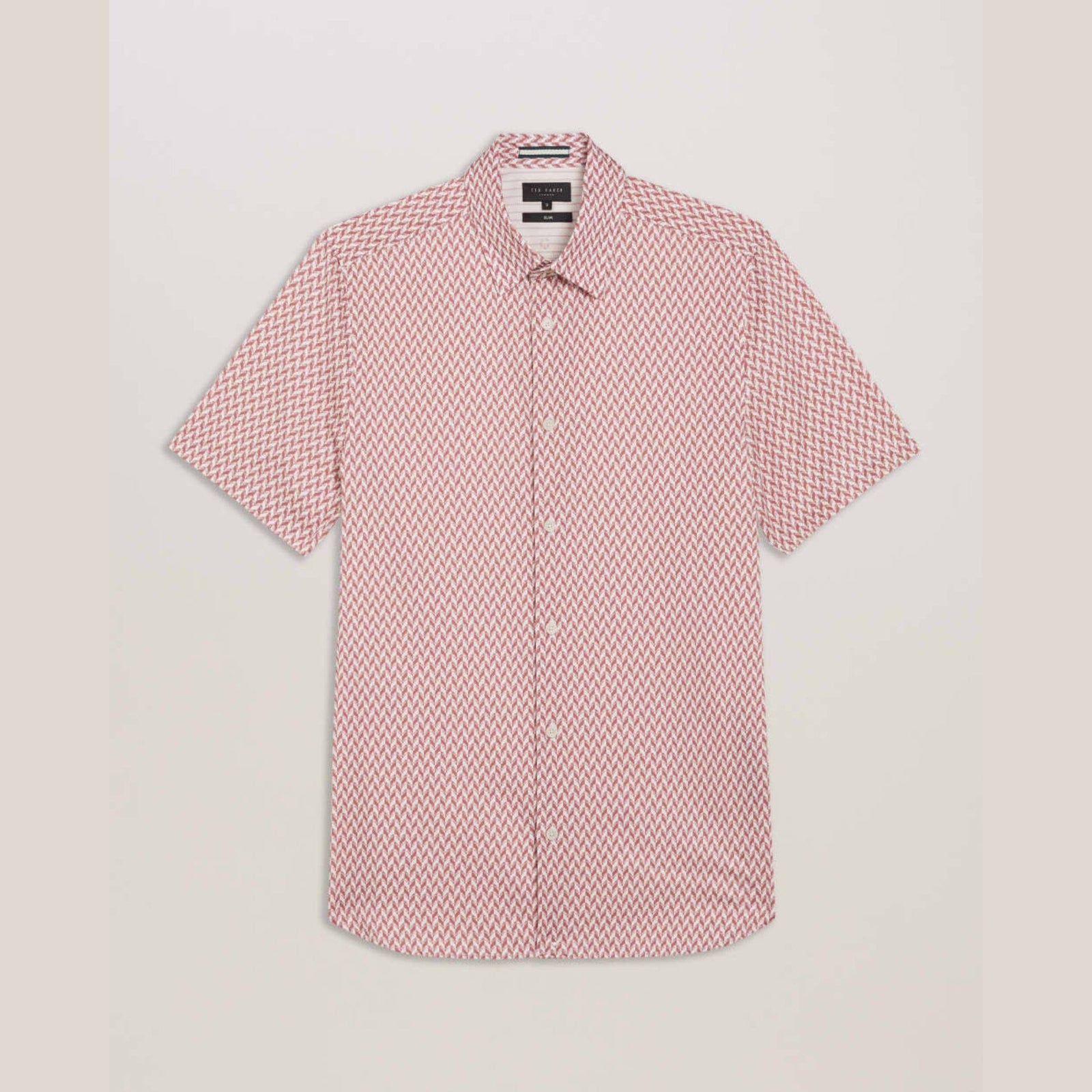 Ted Baker Lacesho Short Sleeve Geo Printed Shirt in Medium Pink