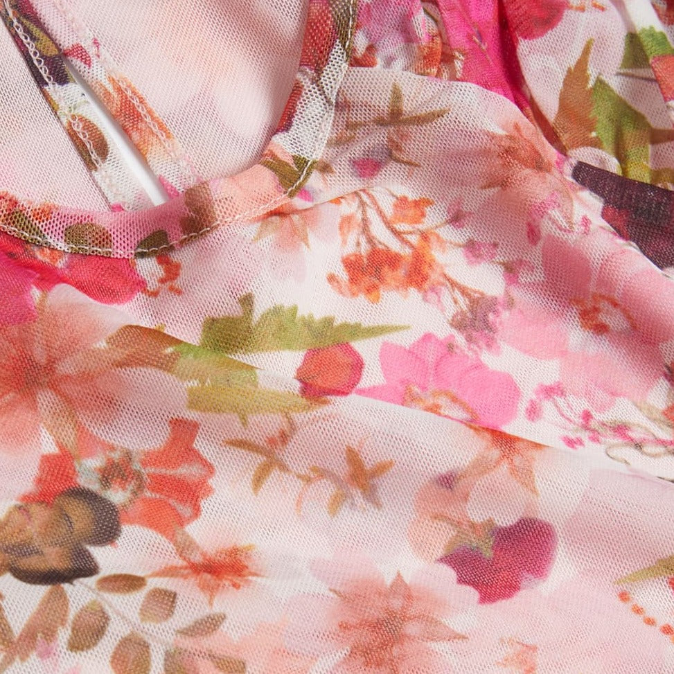 Ted Baker Mildrd Floral Gathered Detail Mesh Mini Dress