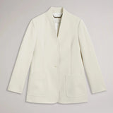 Ted Baker Ambero Single Breasted Collarless Blazer Cream