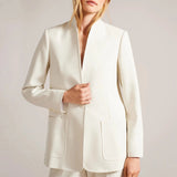 Ted Baker Ambero Single Breasted Collarless Blazer Cream