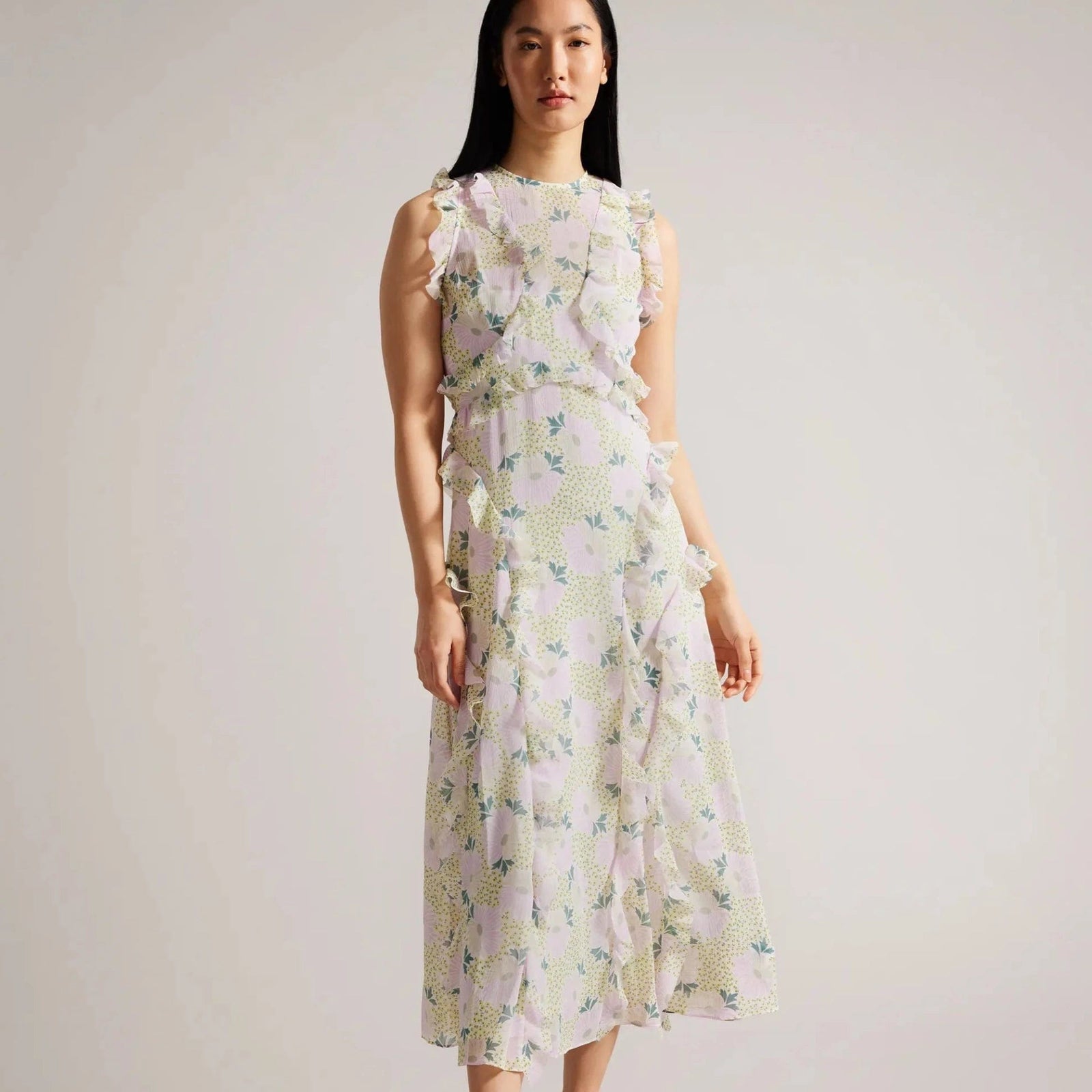 新作【TED BAKER】Caliniaウォーターフォールフリルミディドレス ted-baker-ted-baker-calinia-