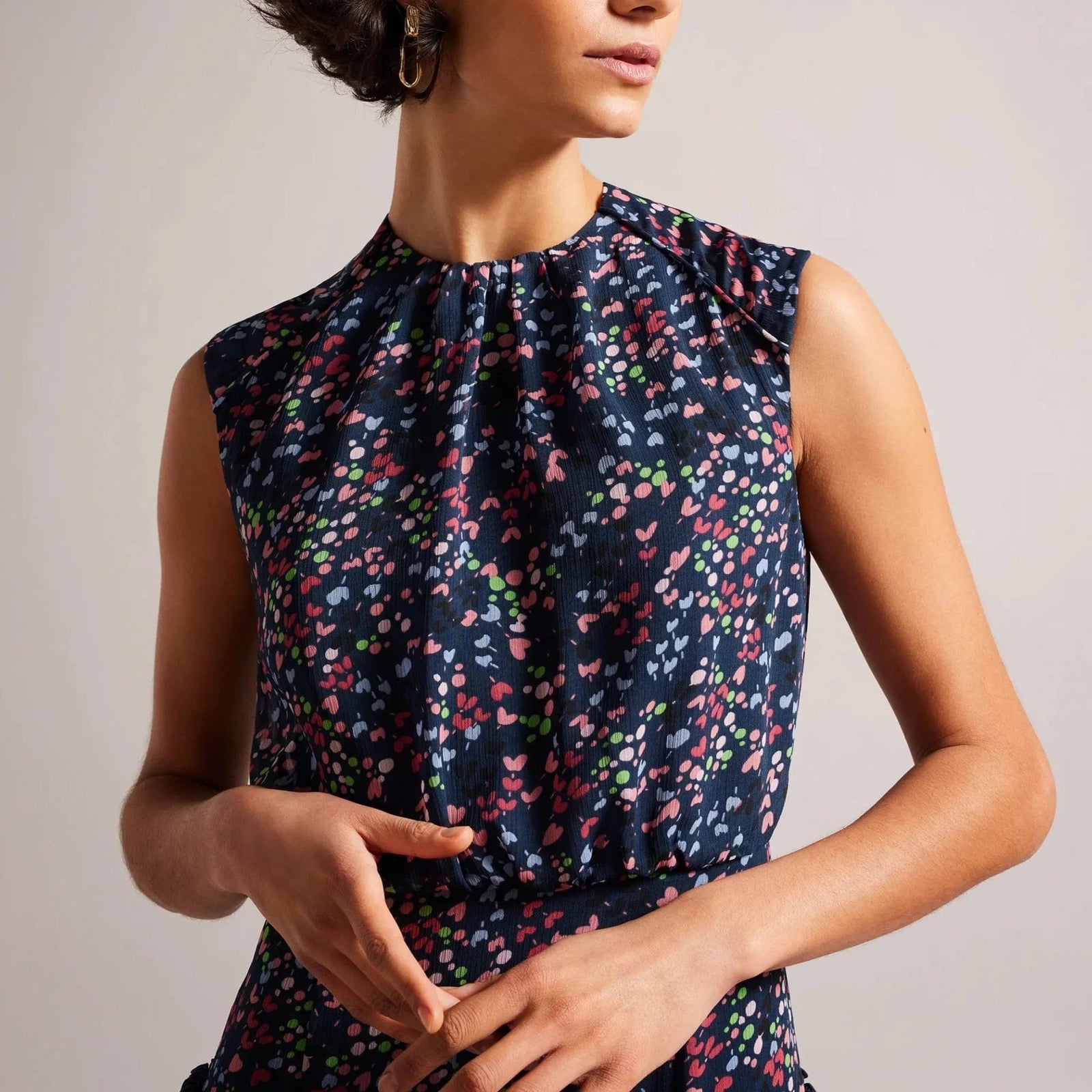 ◆TED BAKER 23SS◆Coraal◆ハート◆ミディドレス◆Dark Navy◆ Ted Baker Coraal Heart Print Sleeveless Midi Dress