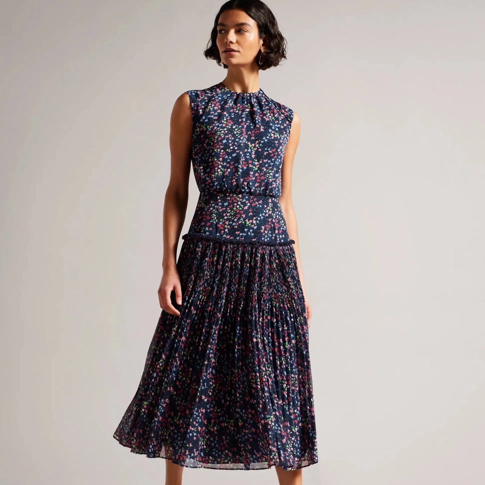 ◆TED BAKER 23SS◆Coraal◆ハート◆ミディドレス◆Dark Navy◆ Ted Baker Coraal Heart Print Sleeveless Midi Dress