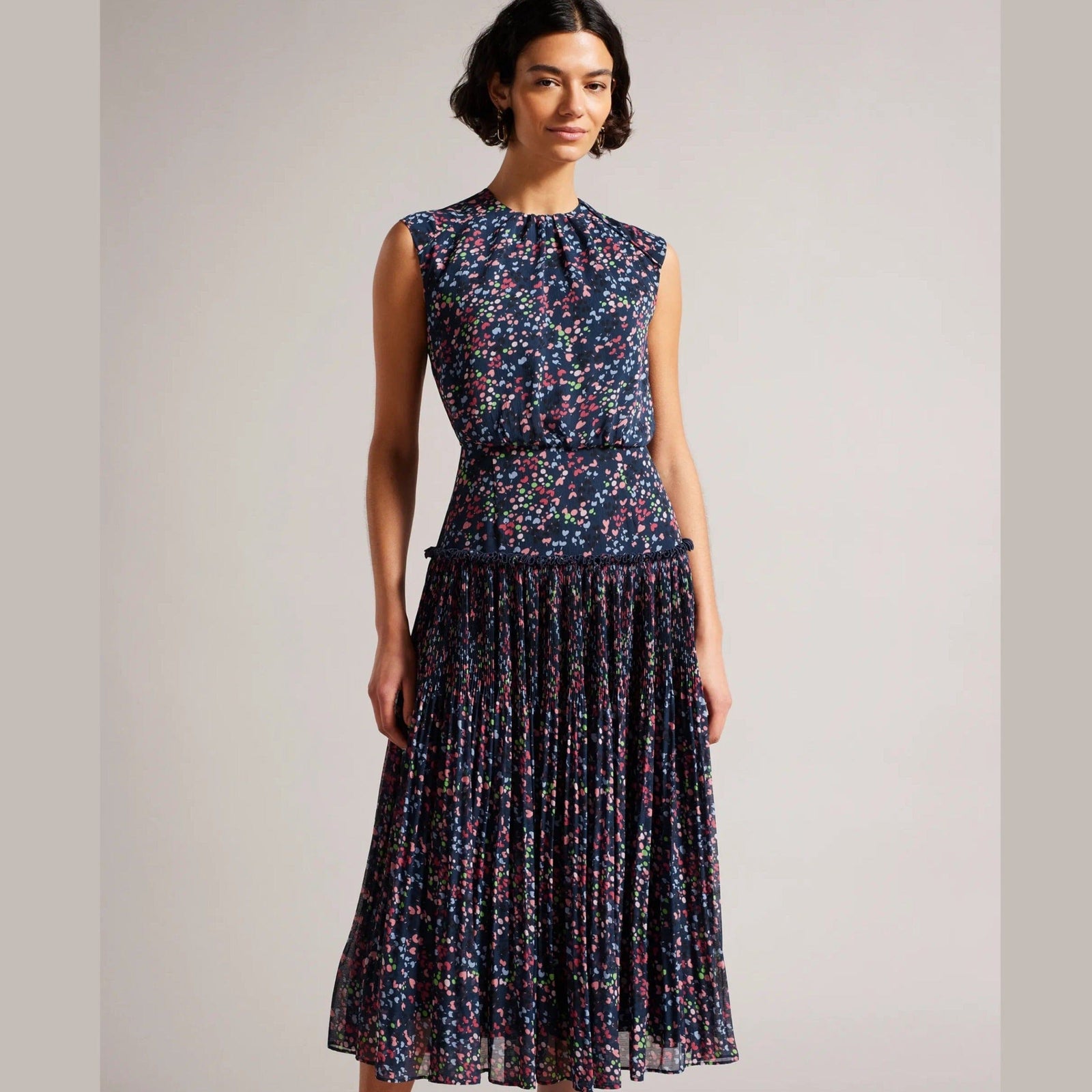 Ted Baker Coraal Heart Print Sleeveless Midi Dress