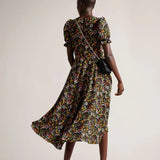 Ted Baker Dabney Floral Tea Dress With Puff Sleeve