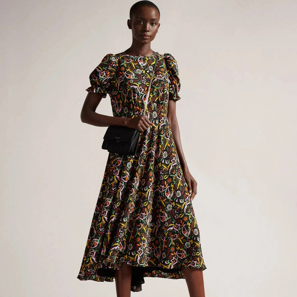 ted baker dabria dress Ted Baker Dabney Floral Tea Dress With Puff Sleeve