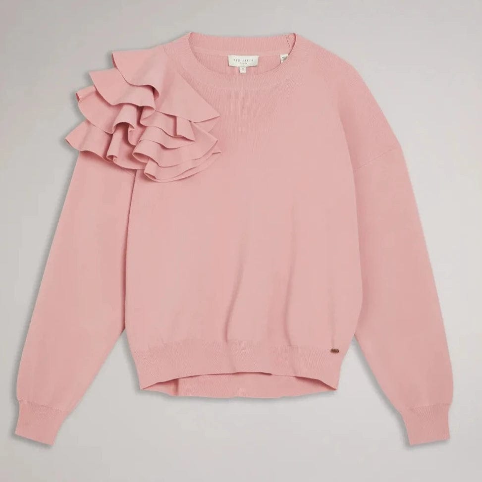 Ted Baker Debroh Easy Fit Ruffled Jumper in Pink