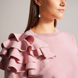 Ted Baker Debroh Easy Fit Ruffled Jumper in Pink