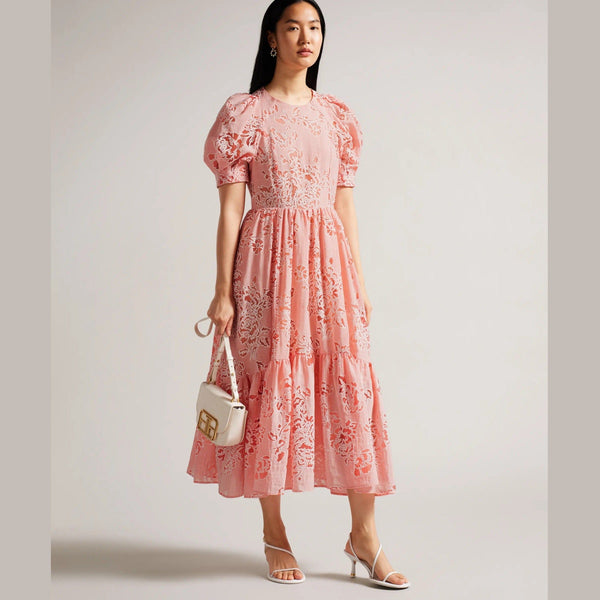 Ted Baker Esthher Puff Sleeve Tiered Midi Dress Ted Baker Esthher Puff Sleeve Tiered Midi Dress