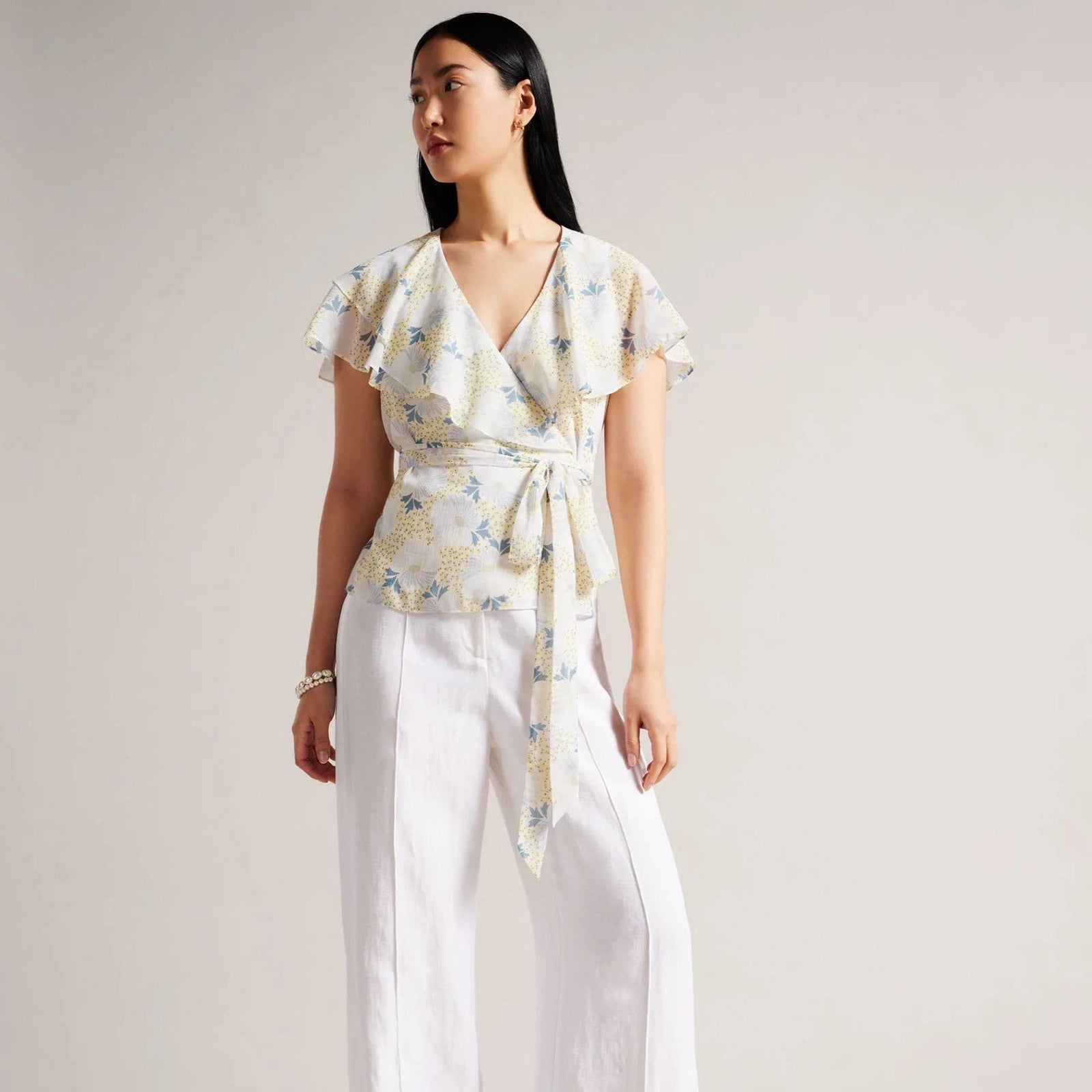 テッドベーカー Ted Baker Gemmiaa Wrap Top with Ruffle Sleeves レディース シャツ トップス Sky B ted-baker-ted-baker-gemmiaa-