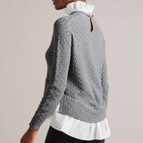 Ted Baker Holina Knit Sweater With Mock Shirt in Grey
