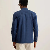 Ted Baker Iio Relaxed Fit Linen Blend Shirt in Dark Blue