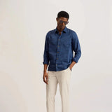 Ted Baker Iio Relaxed Fit Linen Blend Shirt in Dark Blue