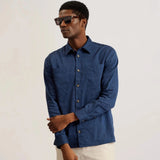 Ted Baker Iio Relaxed Fit Linen Blend Shirt in Dark Blue
