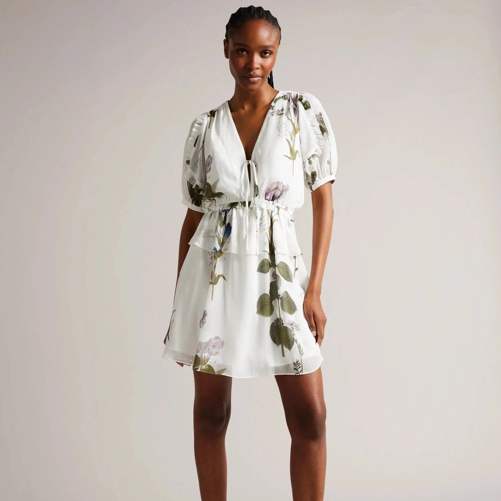 Ted Baker Jaliyaa V Neck Peplum Waist Mini Dress Ted Baker Jaliyaa V Neck Peplum Waist Mini Dress