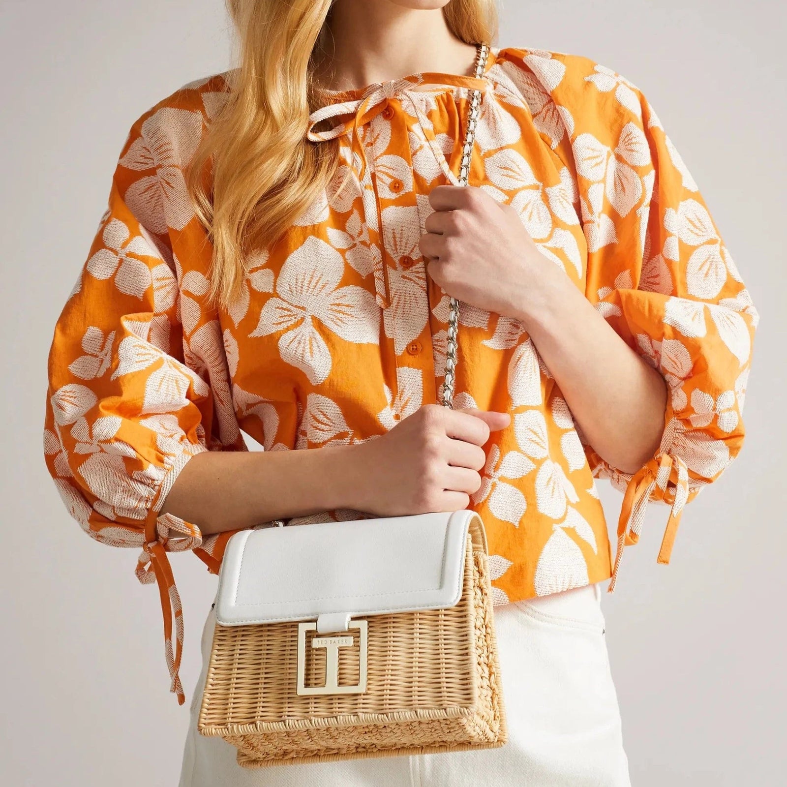 Ted Baker Jayisi Imitation Croc Basket Bag Ecru