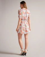 Ted Baker Juleah Ruched Sleeve Detail Mini Dress Natural