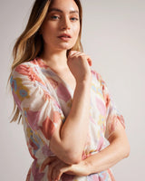 Ted Baker Juleah Ruched Sleeve Detail Mini Dress Natural