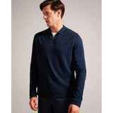 Ted Baker Karpol Long Sleeve Modal Polo Shirt in Navy