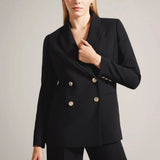 Ted Baker Llayla Double Breasted Jacket With Embossed Buttons in Black