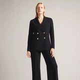 Ted Baker Llayla Double Breasted Jacket With Embossed Buttons in Black