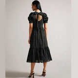 【TED BAKER】Meganie Puff Sleeve Tiered ワンピース ブラック TED BAKER】Meganie Puff Sleeve Tiered ワンピース ブラック