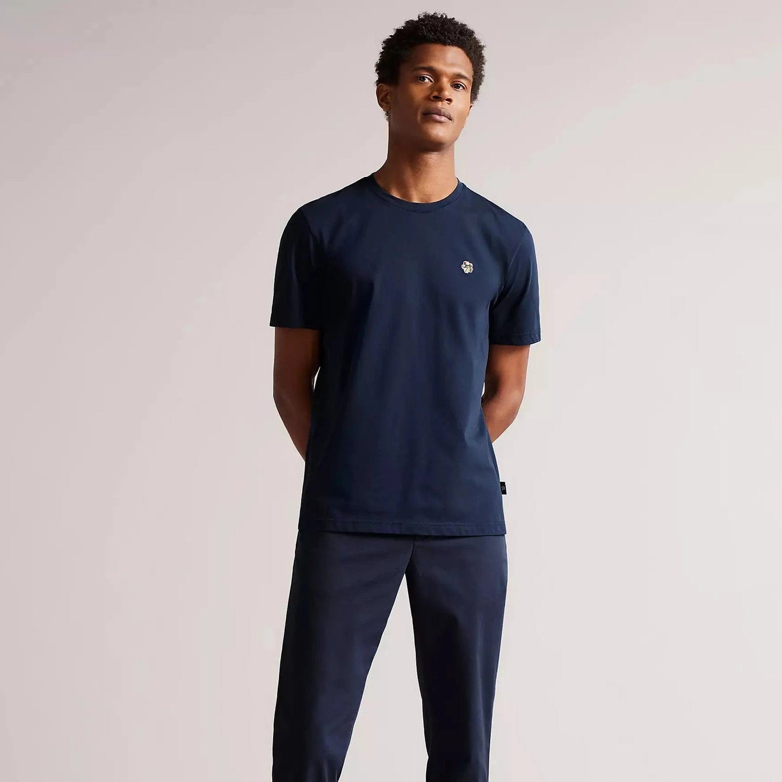 Ted Baker Oxford Crew Neck T-Shirt in Navy Blue Ted Baker Oxford Crew Neck T-Shirt in Navy Blue