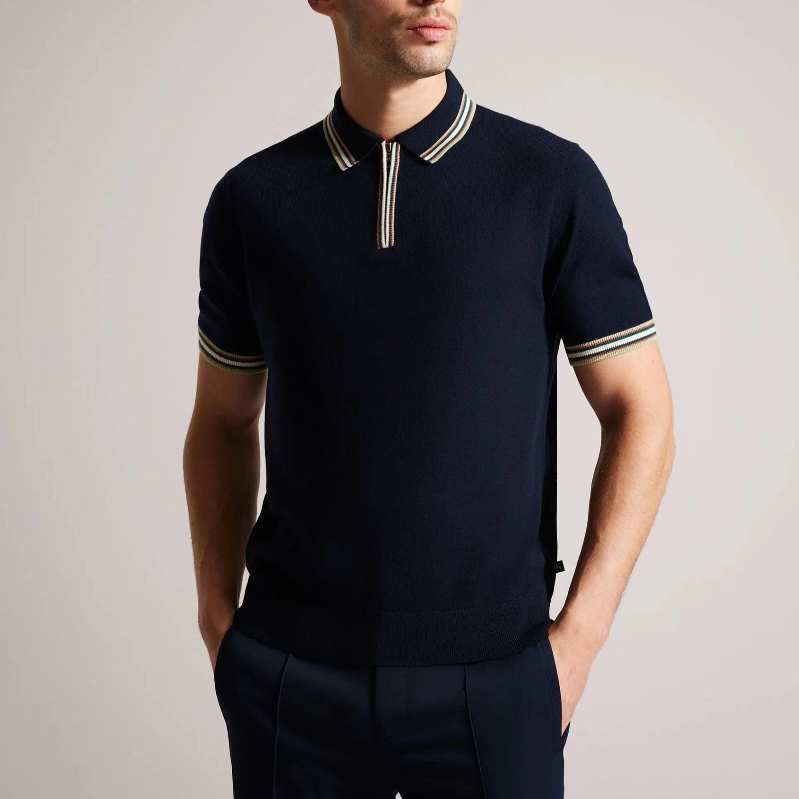Ted Baker Pierot Trim Polo Shirt Navy