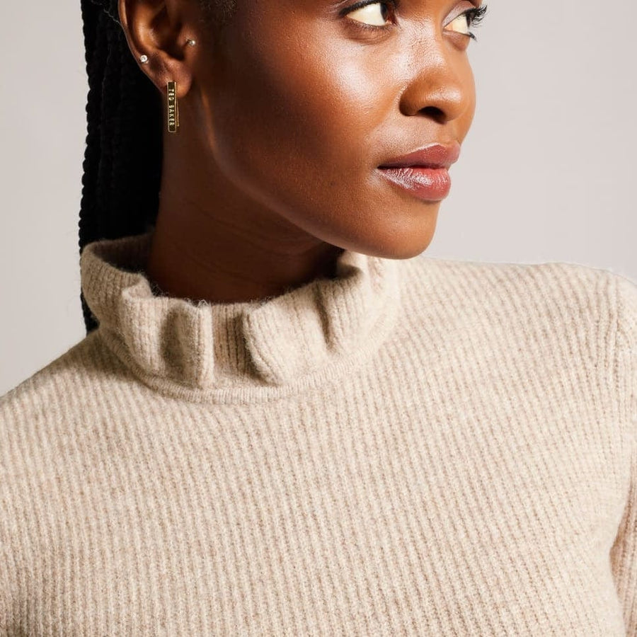 Ted Baker Pipalee Frill Detail Jumper in Camel