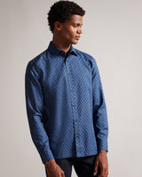 Ted Baker Sanlon Long Sleeve Diamond Print Shirt Navy