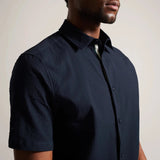 Ted Baker Stansho Short Sleeve Seersucker Shirt in Navy