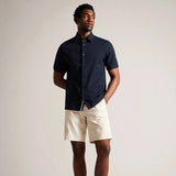 Ted Baker Stansho Short Sleeve Seersucker Shirt in Navy