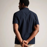 Ted Baker Stansho Short Sleeve Seersucker Shirt in Navy