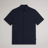 Ted Baker Stansho Short Sleeve Seersucker Shirt in Navy