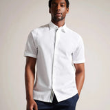 Ted Baker Stansho Short Sleeve Seersucker Shirt in White