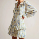 Ted Baker Suziiee Waisted Mini Dress With Asymmetric Ruffles