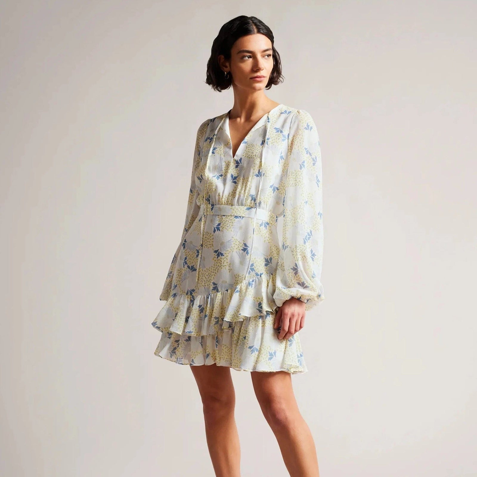 Ted Baker Suziiee Waisted Mini Dress With Asymmetric Ruffles